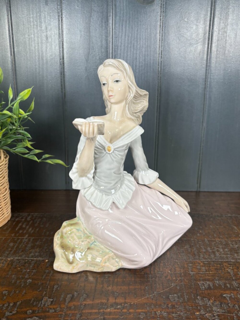 Vintage Tengra Figurine Made in Spain Romantic Porcelain Sculpture of Woman